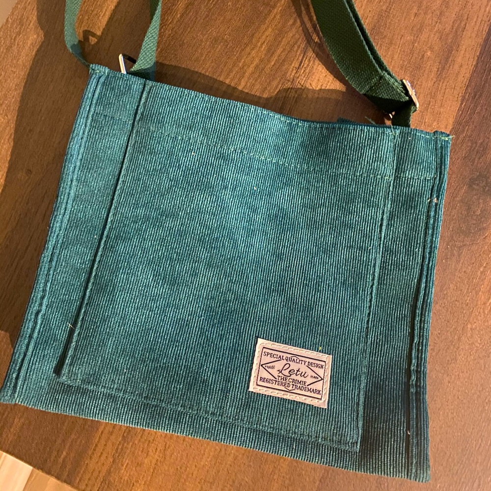 Corduroy Blue/Green Messenger Bag